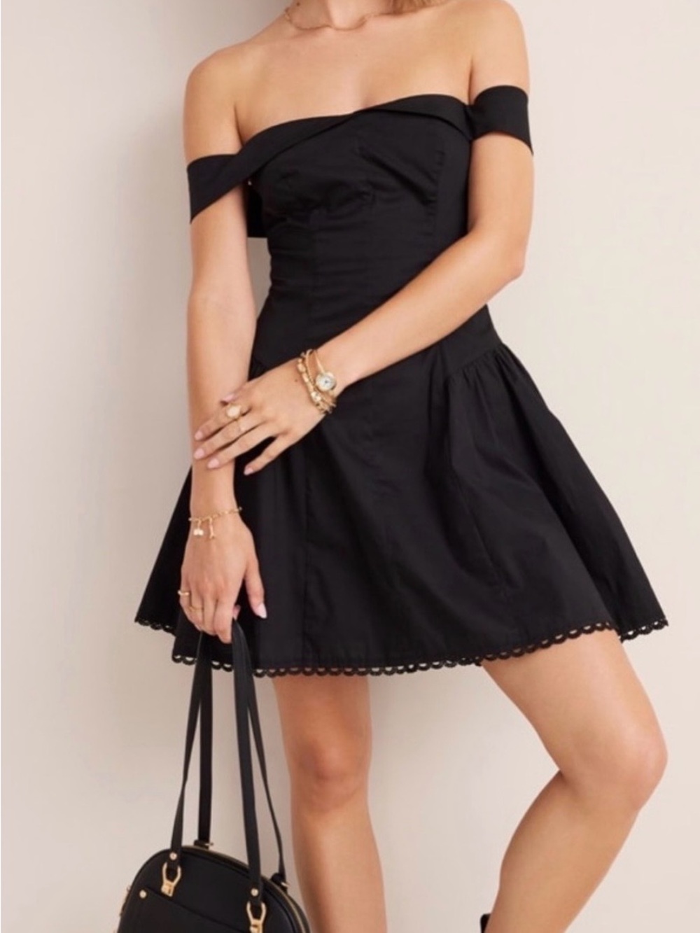 Francesca’s Black Off Shoulder Fit & Flare Dress M